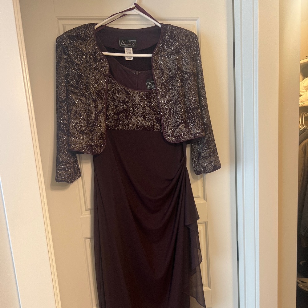 Evening gown in plum purple size 10